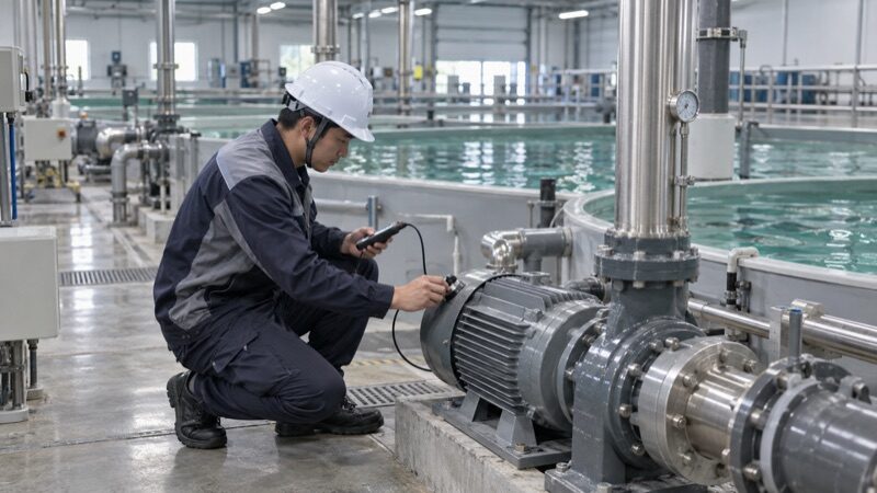 Un tecnico controlla una pompa dell’acqua e il motore